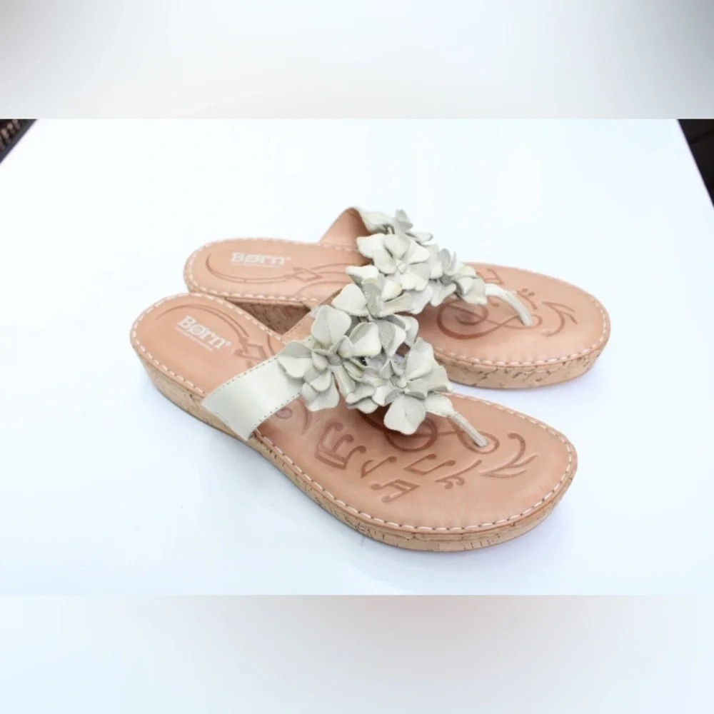 Born Women's Beige Floral Toe-Post Sandals - Picture 8 of 11